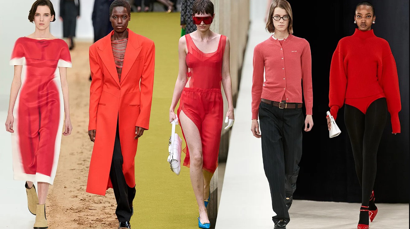 Models wearing red