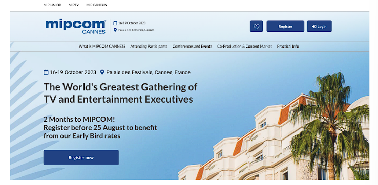 MIPCOM Cannes webpage